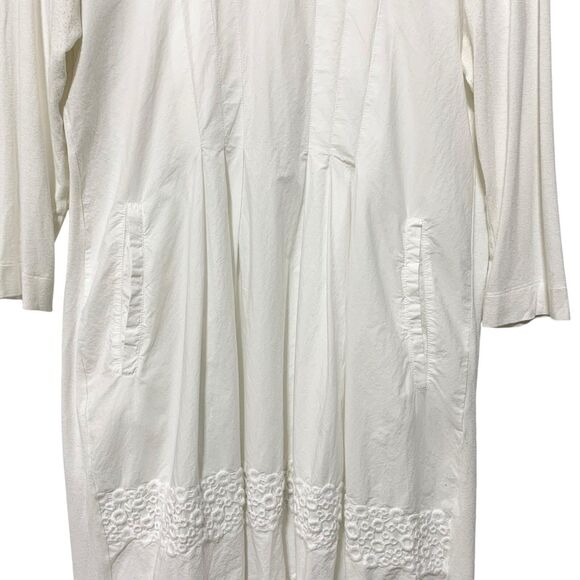 Whyci Womens Size 44 White Pleated V-Neck 3/4 Sleeve Dress Knee Length - Picture 4 of 12